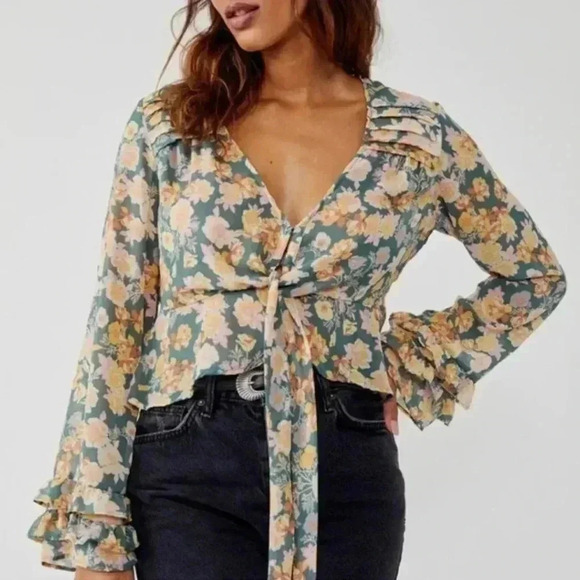 Free People Maybel Blouse In Happy Combo! - Picture 2 of 9